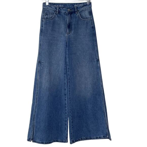 SEVEN.SEVEN DO GOOD SIDE SLIT WIDE LEG DENIM JEAN SIZE 4 - Picture 1 of 12